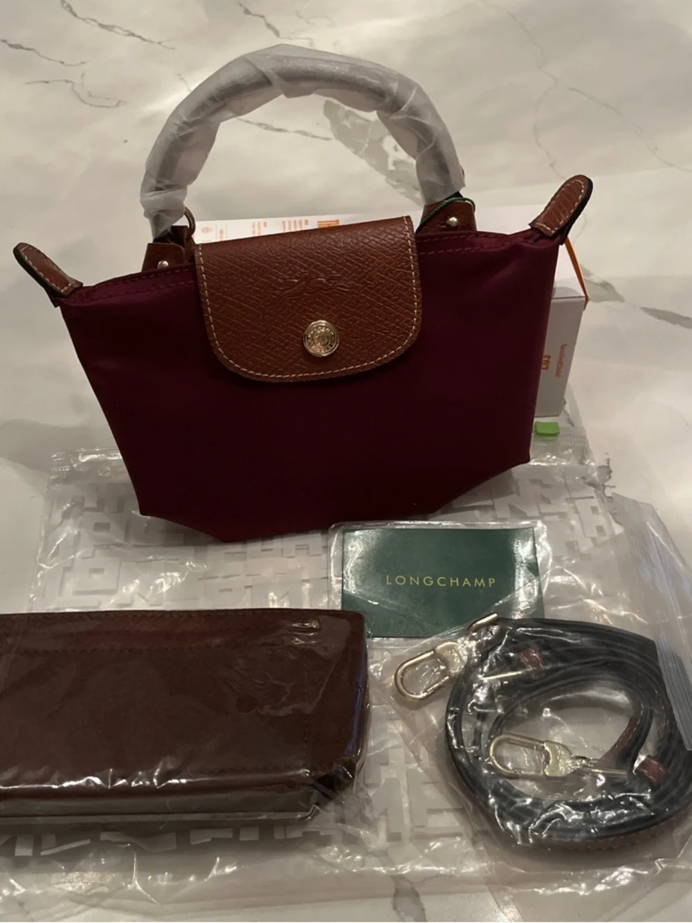 Longchamp Le Pliage Small Top-Handle Bag in Burgundy - Picture 3 of 4